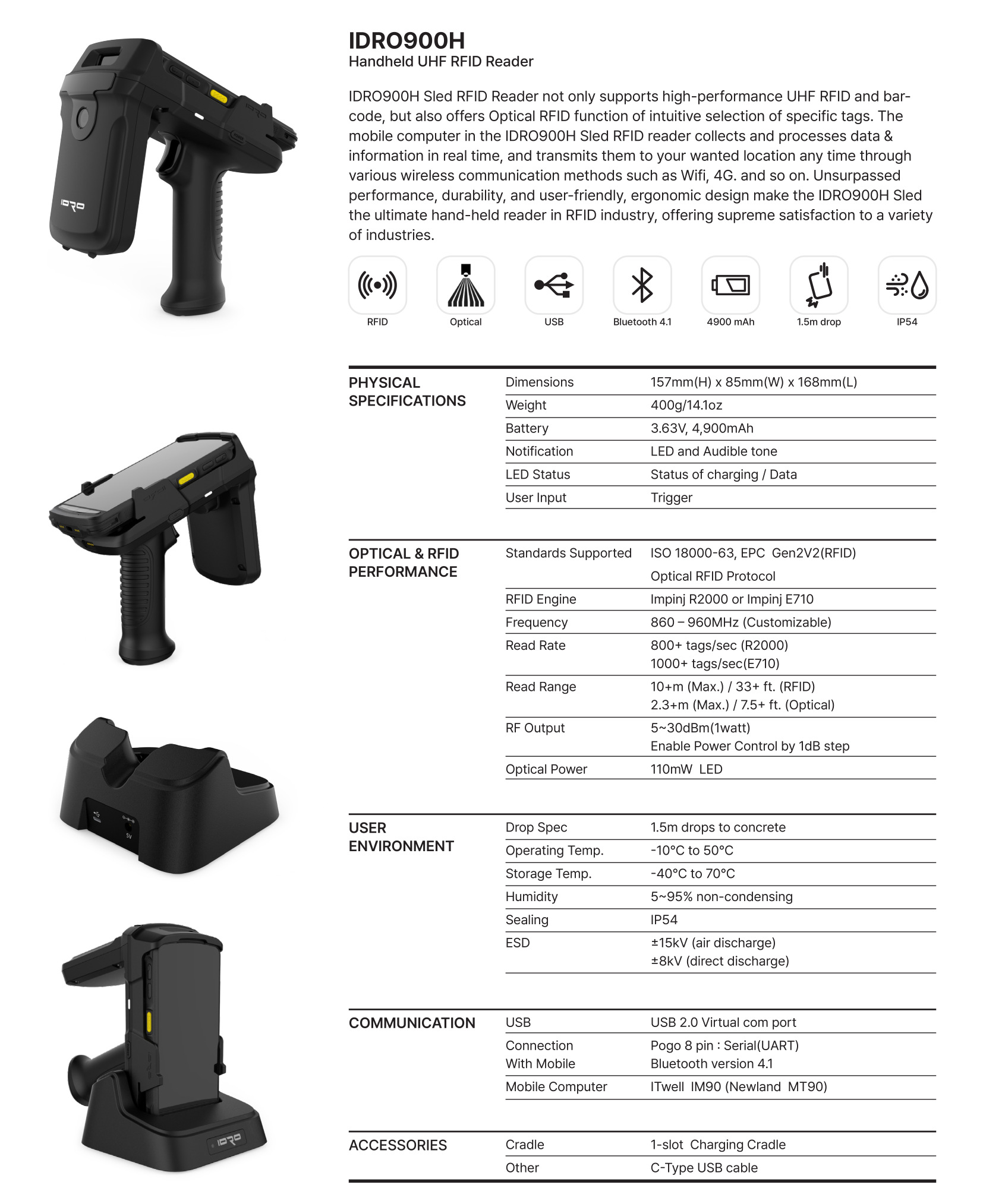 IDRO Antenna Brochure Extract — Specifications