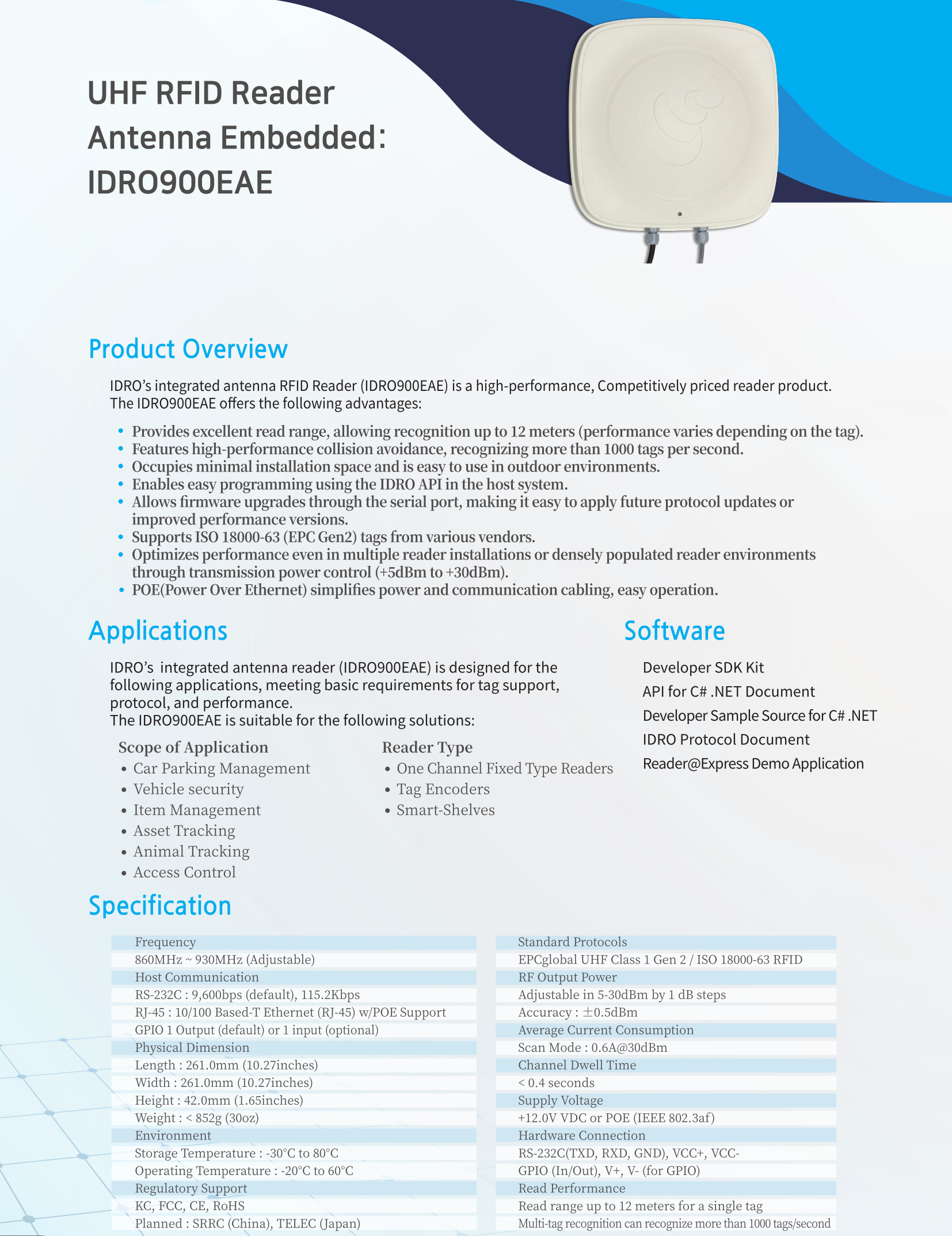 IDRO Antenna Brochure Extract — Dimensions